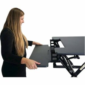 Victor - Adjustable Standing Desk Convertor with Keyboard Tray - Charcoal Gray And Black