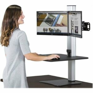 Victor - Electric Dual Monitor Height Adjustable Standing Desk Riser Workstation - Black, Aluminum