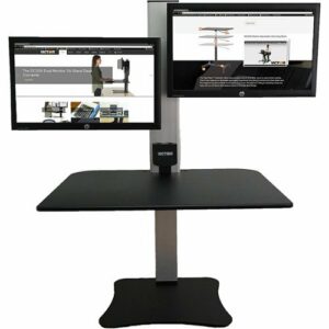 Victor - Electric Dual Monitor Height Adjustable Standing Desk Riser Workstation - Black, Aluminum