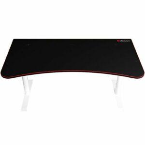 Arozzi - Arena Ultrawide Curved Gaming Desk - White with Black/Red Accents