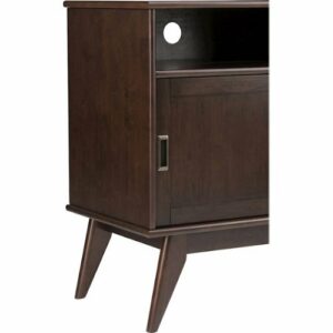 Simpli Home - Draper Mid Century TV Cabinet for Most TVs Up to 60" - Medium Auburn Brown