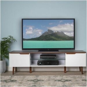 Noble House - Glenwood TV Console for Most TVs Up to 56" - White Matte/Walnut