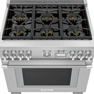 Thermador - ProGrand 5.7 Cu. Ft.  Freestanding Gas Convection Range with Self-Cleaning and 6 Burners - Stainless Steel