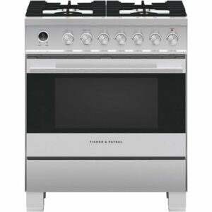 Fisher & Paykel - 3.6 Cu. Ft. Self-Cleaning Freestanding Dual Fuel Convection Range - Stainless Steel/Black Glass