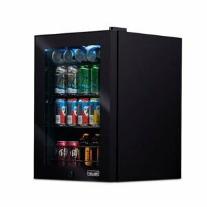 NewAir - 90-Can Freestanding Beverage Fridge, Compact with Adjustable Shelves and Lock - Black