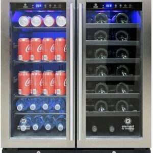 Vinotemp - 33-Bottle and 101-Can Dual Zone Wine and Beverage Cooler - Silver