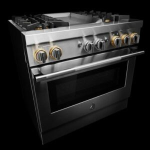 JennAir - RISE 5.1 Cu. Ft. Freestanding Dual Fuel True Convection Range with Self-Cleaning and Griddle and Steam Assist - Stainless Steel