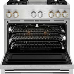 JennAir - RISE 5.1 Cu. Ft. Self-Cleaning Freestanding Dual Fuel Convection Range - Silver