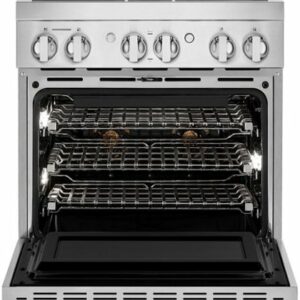 JennAir - NOIR 4.1 Cu. Ft. Self-Cleaning Freestanding Dual Fuel Convection Range - Floating Black Glass