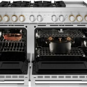 JennAir - RISE 6.3 Cu. Ft. Freestanding Double Oven Dual Fuel True Convection Range with Self-Cleaning and Griddle - Stainless Steel