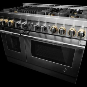 JennAir - RISE 6.3 Cu. Ft. Self-Cleaning Freestanding Double Oven Gas Convection Range with Grill - Stainless Steel