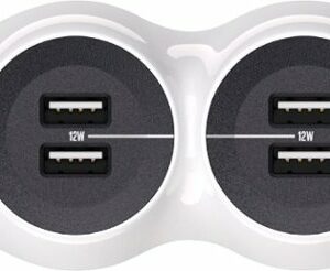 360 Electrical - PowerCurve24, 4 Rotating Outlets/4 USB-A 1080 Joules Surge Protector - White