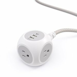 360 Electrical - Powerball32 3-Outlet/3-USB Power Strip - Luna Grey