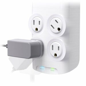 360 Electrical - Revolve24, 4 Rotating Outlets/ 4 USB-A 1080 Joules Surge Protector - White