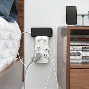 360 Electrical - Revolve24, 4 Rotating Outlets/ 4 USB-A 1080 Joules Surge Protector - White