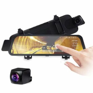 Rexing - M1 1296P Mirror Front and Rear Dash Cam - Black