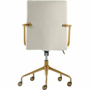 Elle Decor - Giselle Mid-Century Modern Fabric Executive Chair - Gold/Velvet Cream