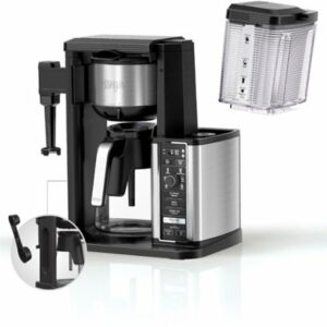 Ninja - 10-Cup Specialty Coffee Maker with Fold-Away Frother and Glass Carafe CM401 - Black/Stainless Steel