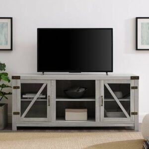 Walker Edison - Rustic Farmhouse TV Stand Cabinet for Most TVs Up to 60" - Stone Gray