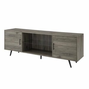 Walker Edison - 70" Mid Century Modern TV Console for Most Flat-Panel TVs Up to 80" - Slate Gray