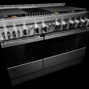 JennAir - NOIR 6.3 Cu. Ft. Freestanding Double Oven Gas True Convection Range with CustomClean™ - Floating Black Glass