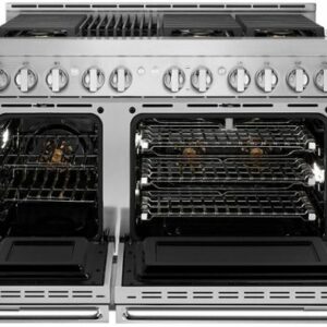 JennAir - NOIR 6.3 Cu. Ft. Freestanding Double Oven Gas True Convection Range with CustomClean™ - Floating Black Glass