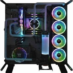 Thermaltake - Riing Trio 12 LED RGB Radiator Fan TT Premium Edition 120mm Case Cooling Fan Kit with RGB Lighting (3-Pack) - Black