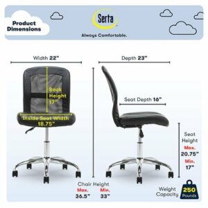 Serta - Essentials Mesh Task Office Chair - Jet Black