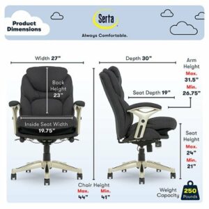 Serta - Upholstered Back in Motion Health & Wellness Manager Office Chair - Fabric - Dark Gray