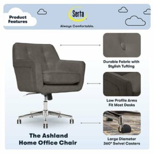 Serta - Ashland Bonded Leather & Memory Foam Home Office Chair - Gray