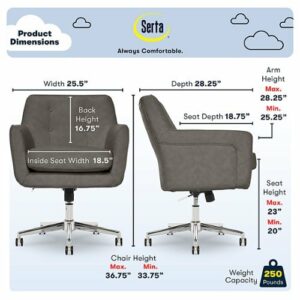 Serta - Ashland Bonded Leather & Memory Foam Home Office Chair - Gray