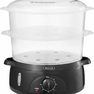 Bella - 9.5-Qt. 3-Tier Food Steamer - Black/Clear