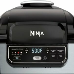 Ninja - Foodi 5-in-1 Indoor Grill with 4-qt Air Fryer, Roast, Bake, & Dehydrate - Stainless Steel/Black