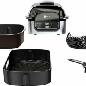 Ninja - Foodi 5-in-1 Indoor Grill with 4-qt Air Fryer, Roast, Bake, & Dehydrate - Stainless Steel/Black