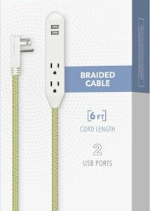 Insignia™ - 6' 3-Outlet/2-USB Power Strip - Green