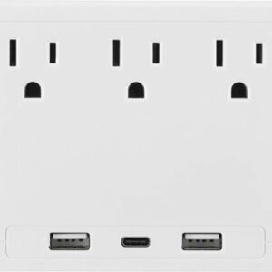 Insignia™ - 3 Outlet/3 USB 600 Joules Surge Protector - White