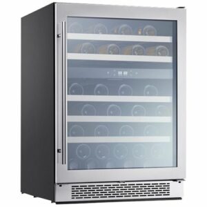 Zephyr - Presrv 24 in. 45-Bottle Dual Zone Under Counter Wine Cooler - Stainless Steel/Glass