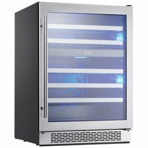 Zephyr - Presrv 24 in. 45-Bottle Dual Zone Under Counter Wine Cooler - Stainless Steel/Glass