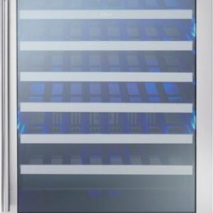 Zephyr - Presrv 24 in. 53-Bottle Wine Cooler with Single Temperature Zone and 39 dBA - Stainless Steel/Glass