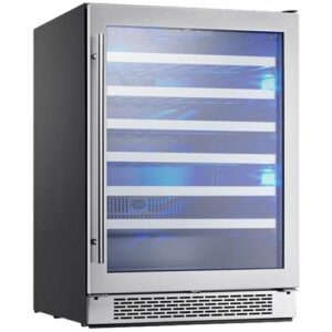 Zephyr - Presrv 24 in. 53-Bottle Wine Cooler with Single Temperature Zone and 39 dBA - Stainless Steel/Glass