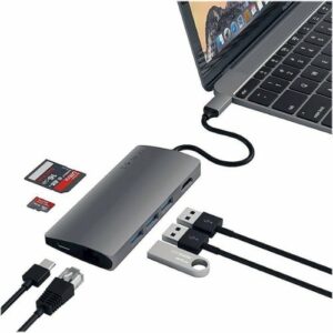 Satechi - Type-C Multi-Port Adapter V2-4K HDMI, Ethernet, USB-C, SD/Micro, USB 3.0 - MacBook Pro, MacBook Air, Windows Laptops - Space Gray