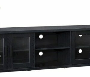 CorLiving - Fremont TV Bench with Glass Cabinets for TVs up to 95" - Ravenwood Black