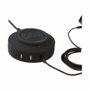 ChargeHub - X5 USB Charger with Wireless Charging Pad - Black