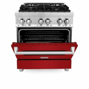 ZLINE - Professional 4 Cu. Ft. Freestanding Dual Fuel Convection Range - Gloss Red