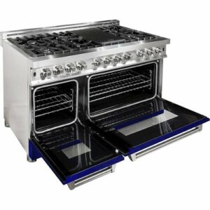 ZLINE - Professional 6 Cu. Ft. Freestanding Double Oven Dual Fuel Range - Blue Gloss