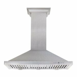 ZLINE - 36" Designer Series Fingerprint Resistant Stainless Steel Convertible Vent Wall Mount Range Hood (8KBS-36) - Snow Stainless