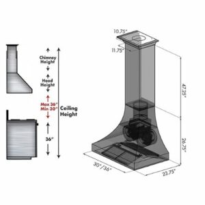 ZLINE - 30" Designer Series Fingerprint Resistant Stainless Steel Ducted Wall Range Hood (8632S-30) - Snow Stainless