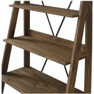 Walker Edison - Ladder Solid Pine Wood 4-Shelf Bookcase - Brown