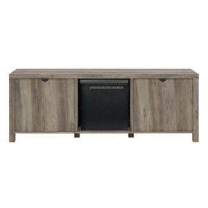 Walker Edison - 70" Modern Farmhouse Drop Door Cabinet Fireplace TV Stand for Most TVs up to 80" - Grey Wash