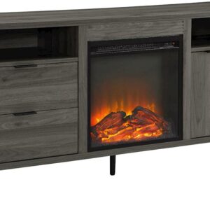 Walker Edison - Modern Two Drawer Fireplace TV Stand for Most TVs up to 65” - Slate Grey